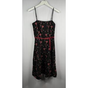 Vtg Rampage 90s Y2K Dress Jrs Sz 3 Black Rosette Whimsigoth Dark Romance Dainty